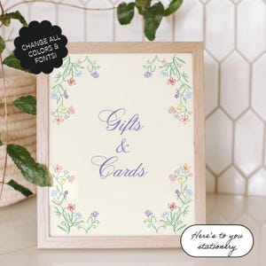 Geschenke & Karten Vorlage, Individuelles Schild, Hochzeit Beschilderung, Frühlingshochzeit, Handgezeichnet, Blumen, Gartenparty, Wunderlich, Gekritzel, Blumen | 12c