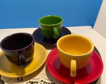 Fiesta Set of 3 Cups and Saucers. - Etsy Fiesta Set of 3 Cups and Saucers. - Etsy