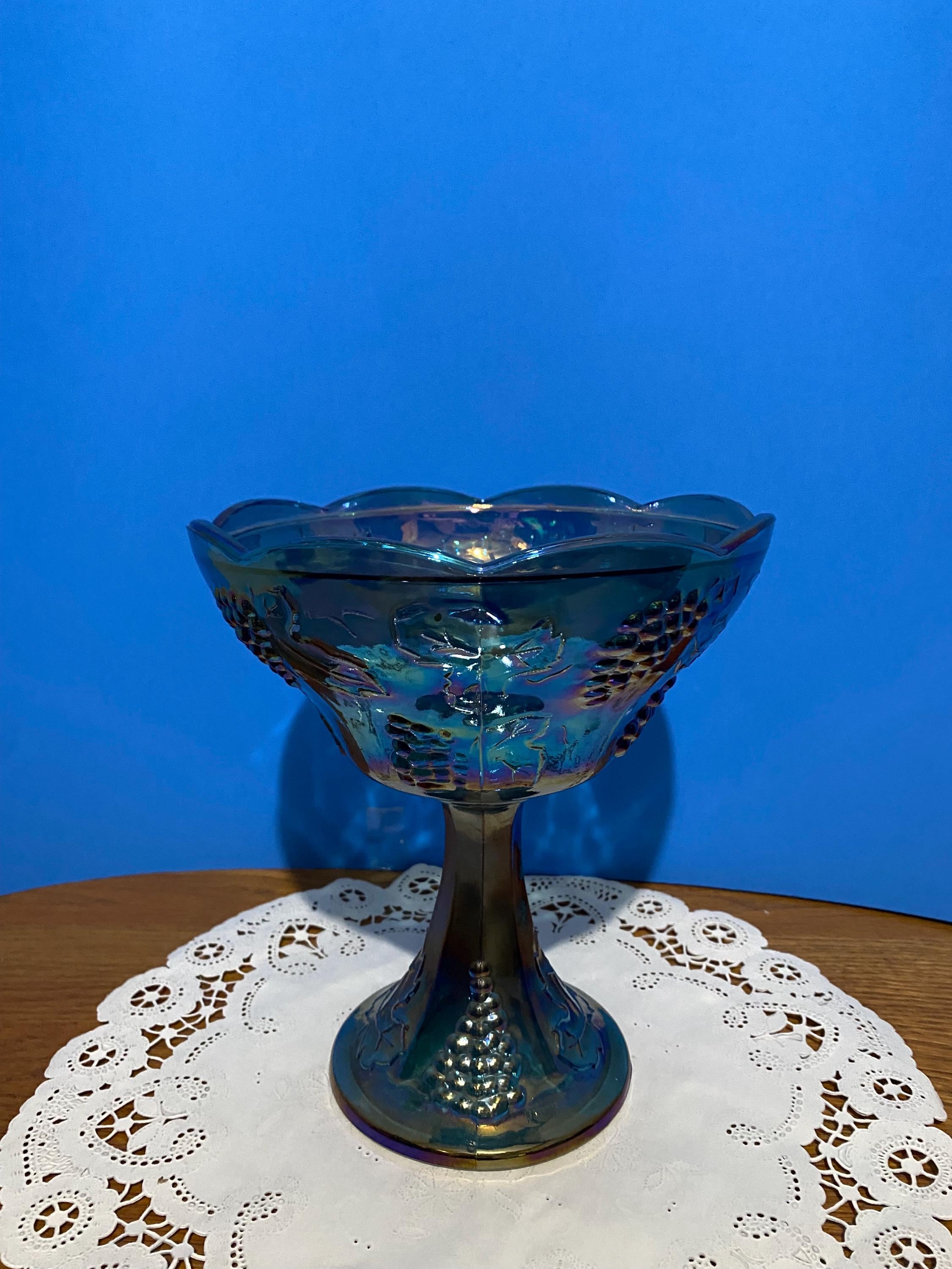 Blue Carnival Glass Fruit Bowl - Etsy