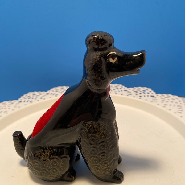 Vintage ceramic poodle pin cushion