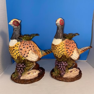 pair of ceramic Pheasant candleholders.  just in time for fall and Thanksgiving. very cute!