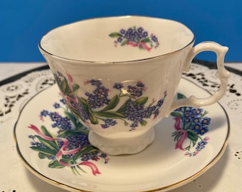 Forget me not Argyle English bone china cup and saucer