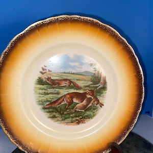 pair antique wildlife 9 1/4” plates.