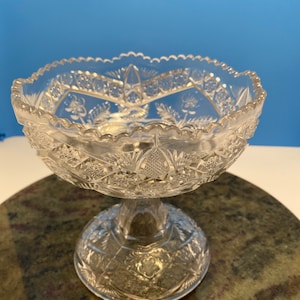 Pressed glass clear compote.