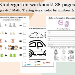 Livro de exercícios para jardim de infância para impressão | Livro de exercícios de matemática | Folhas de rastreamento | Adição e Subtração | Planilhas de jardim de infância | Recursos escolares em casa