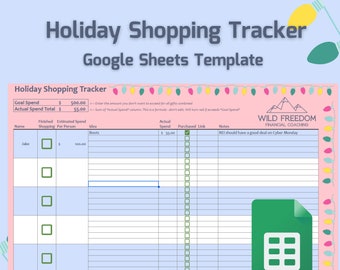 Holiday Shopping Tracker | Gift Budget Google Sheet (Digital Download)
