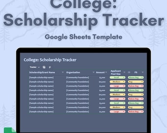 Universidad: Plantilla de Google Sheets para el seguimiento de becas (descarga digital)