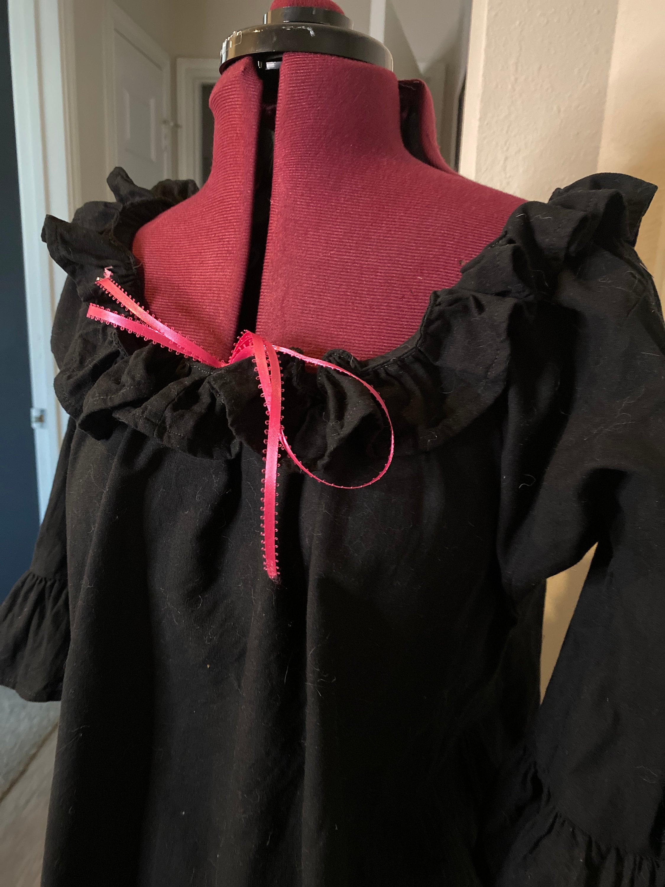 18th Century Chemise Outlander Rococo Pirate Folk Costume Black Ruffle ...