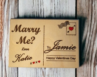 Personalised Hand Painted Postcard Proposal Chocolate laser Keepsake Anniversary Engagement Boyfriend Girlfriend Couples Valentines Day