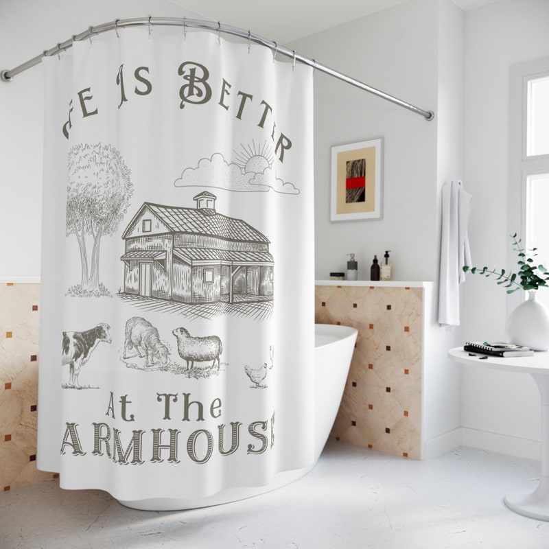 Farmhouse Shower Curtain - Etsy
