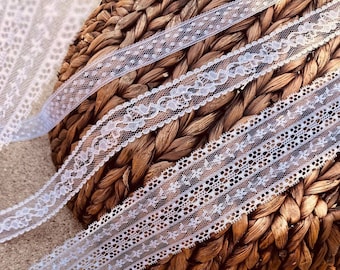 White Nylon Lace Trim: Tiny Ribbon Edging, 10 Yards