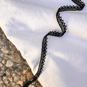 Black Crochet Cotton Lace Trim: Narrow Vintage Scalloped Edge, 0.5&quot; Wide