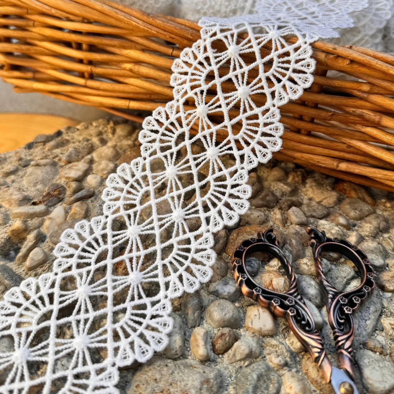 Ruban Dentelle Coton Vintage 9 M - Largeur 1 Cm, Blanc, Pour DIY, Couture, Mariage, Décoration