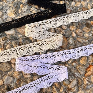 Crochet Cotton Weiß Beige Schwarz Spitzenbesatz, Vintage-Band 0,75 "(18 mm) Breite Rand Guipure Für Dekor Nähen Bogenkanten
