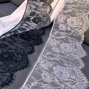 Renda Chantilly, Tecido de Malha para Cílios Preto e Branco, Preço por 3 jardas, 10 polegadas de largura, Para Lingerie, Roupa Íntima, Vestido, Renda em Grande Quantidade