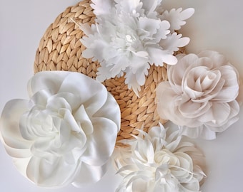 Big Handmade Fabric Flower Appliques, 3D Patch, Decorative embellishments, Textile Roses For Bows, Baby Headbands, Tutu Dress Flowers