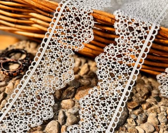 White Venice Lace Trim: 2-Inch Crochet Scalloped Ribbon