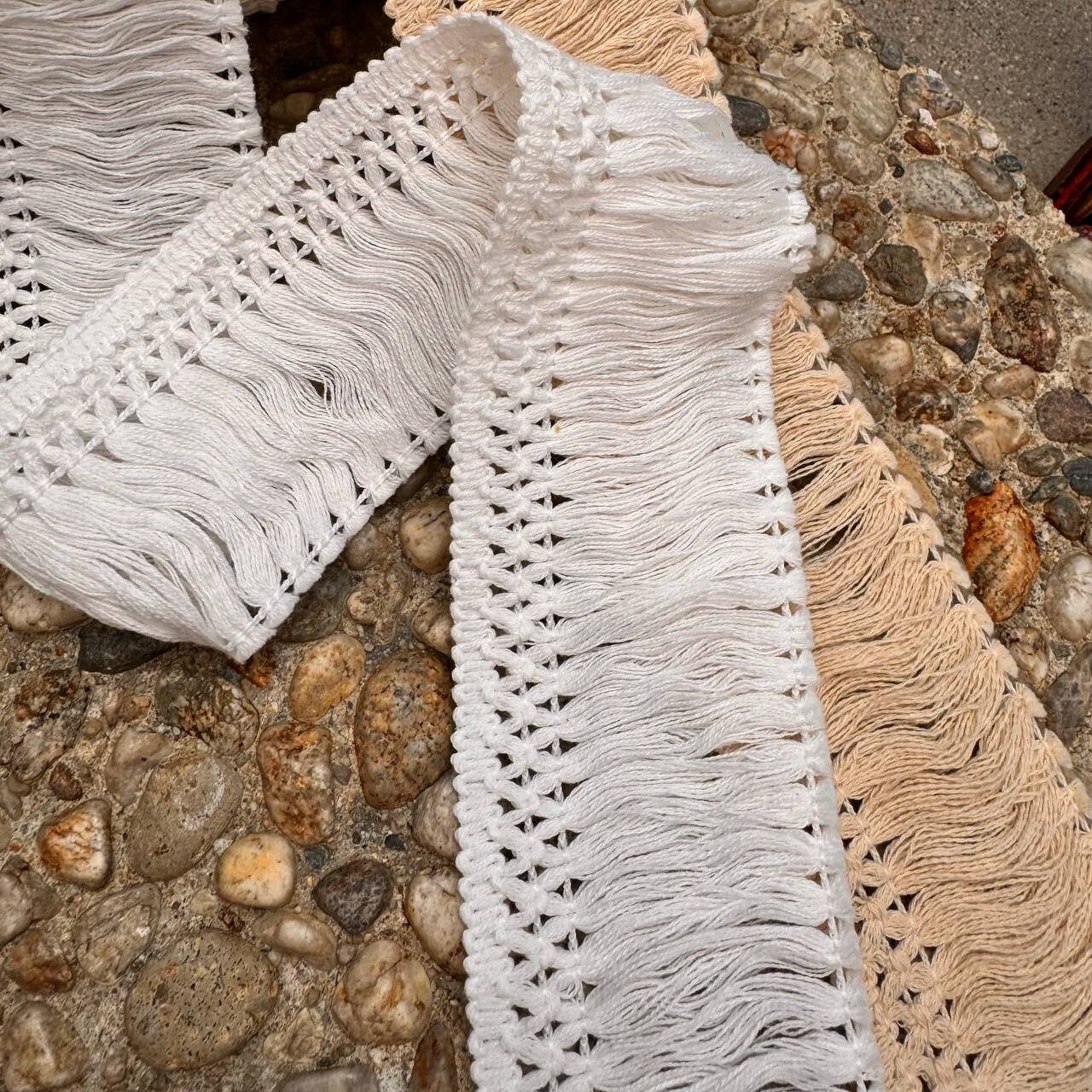 Baumwoll-Fransenborte – 2,5 M Lang, 2,5 Cm Breit, In Beige (Naturfarbe) Für Näh- Und Deko-Projekte