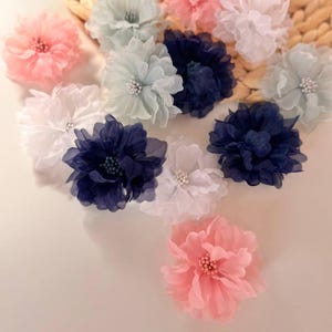Organza Flower Appliques (2-inch): 3D Chiffon Roses, Set of 5