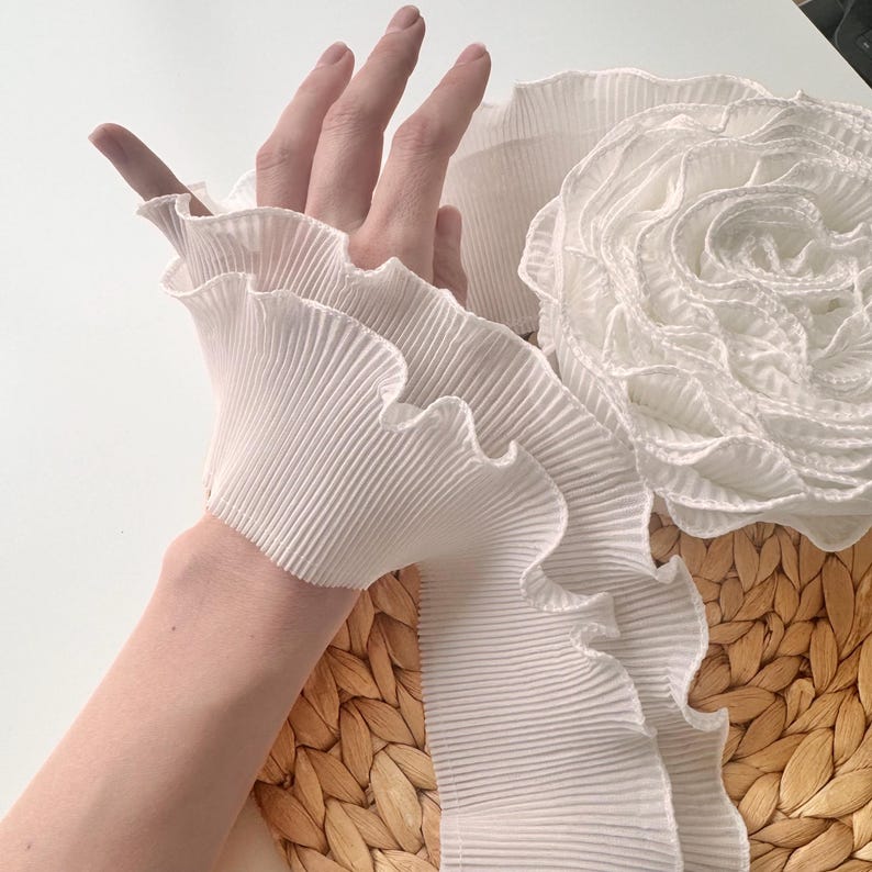 White Pleated Ruffle Lace Trim: Double Layer Tulle, 3.5 Inch - Etsy