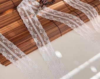 White Nylon Lace Trim: 1.5" Ribbon, 10 Yards