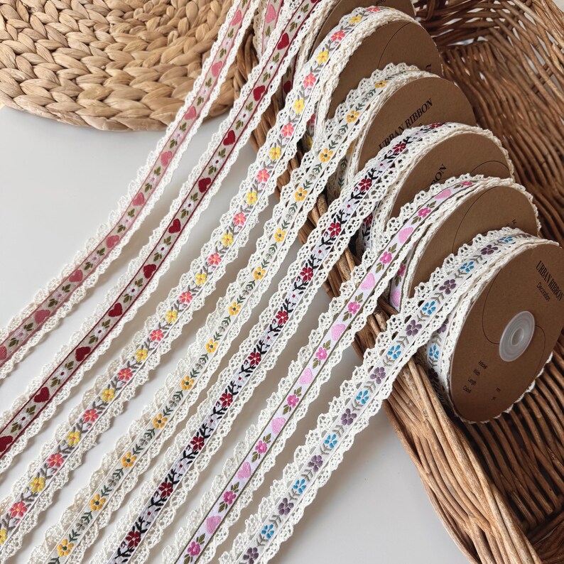 Mirrored Crochet Cotton Lace Trim, Vintage Beige Style, Grosgrain ...
