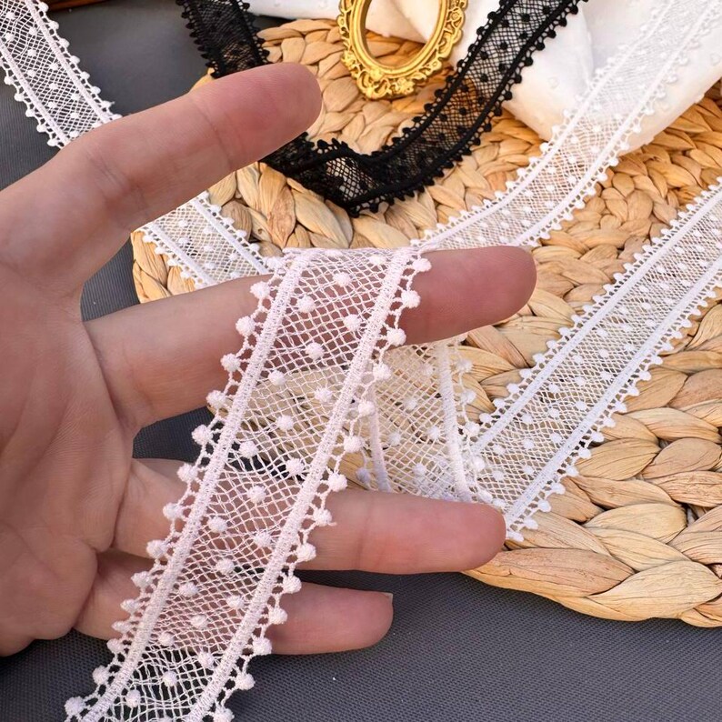 Trim for gift tags
Lace for costume design
Black and white lace
Craft lace supplies