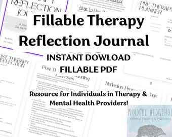 Fillable Therapy Reflection Journal – Mental Health Planner (PDF)