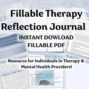 Fillable Therapy Journal - Before & after therapy planner and reflection prompts - Therapy Notes - Mental Health Journal - Color Version PDF