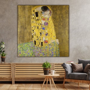 Gustav Klimt&#39;s The Kiss (1907–1908) famous painting wall art canvas art print READY TO HANG