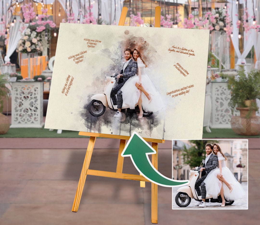 Wedding Guest Book Alternative Canvas With Easel Stand ,photo to Canvas