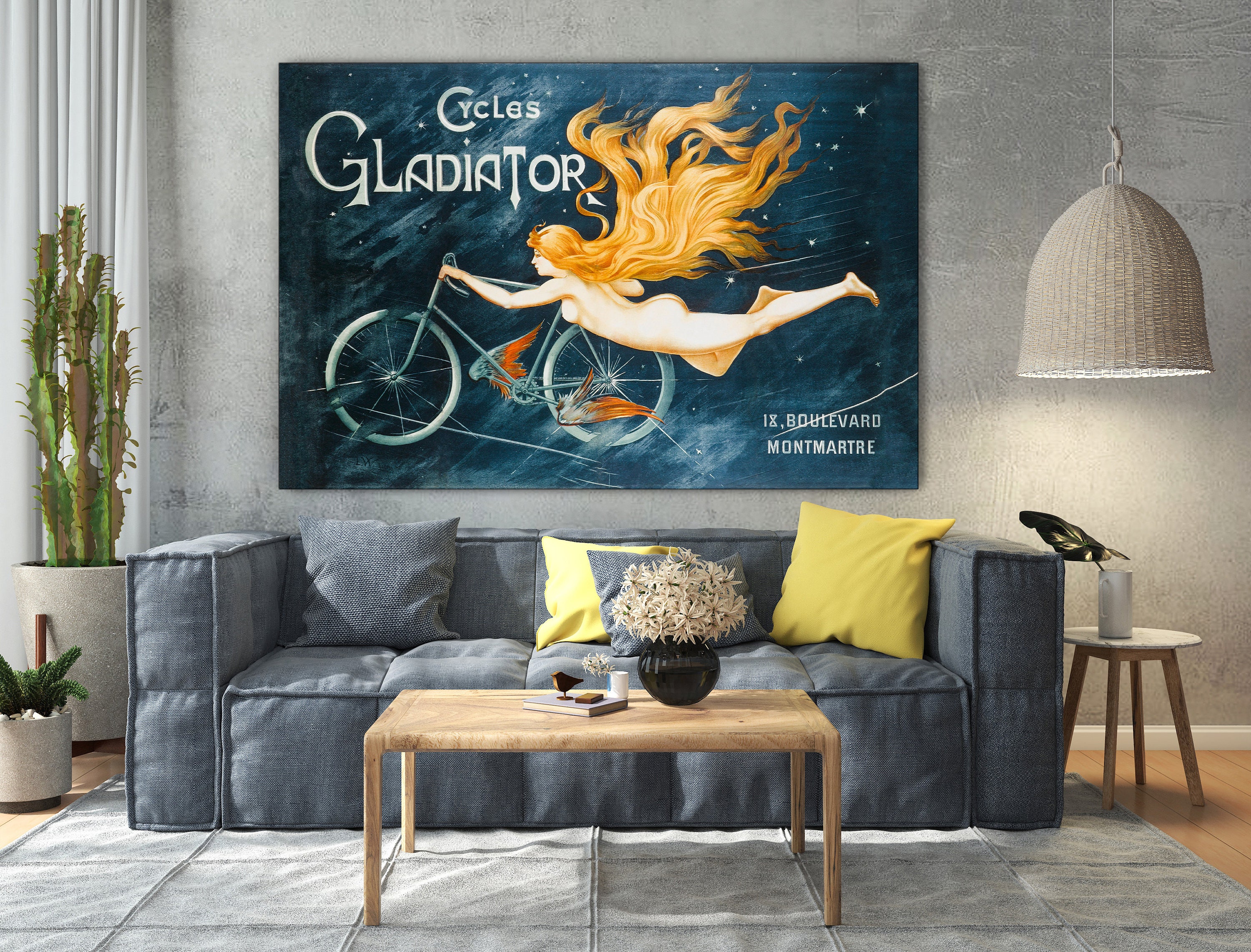 Affiche Plastifiée Cycles Gladiator - Mich - Humour Vintage - Affiche Déco