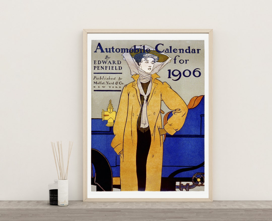 Vintage Framed Poster Automobile Calendar for 1906 by Edward Etsy