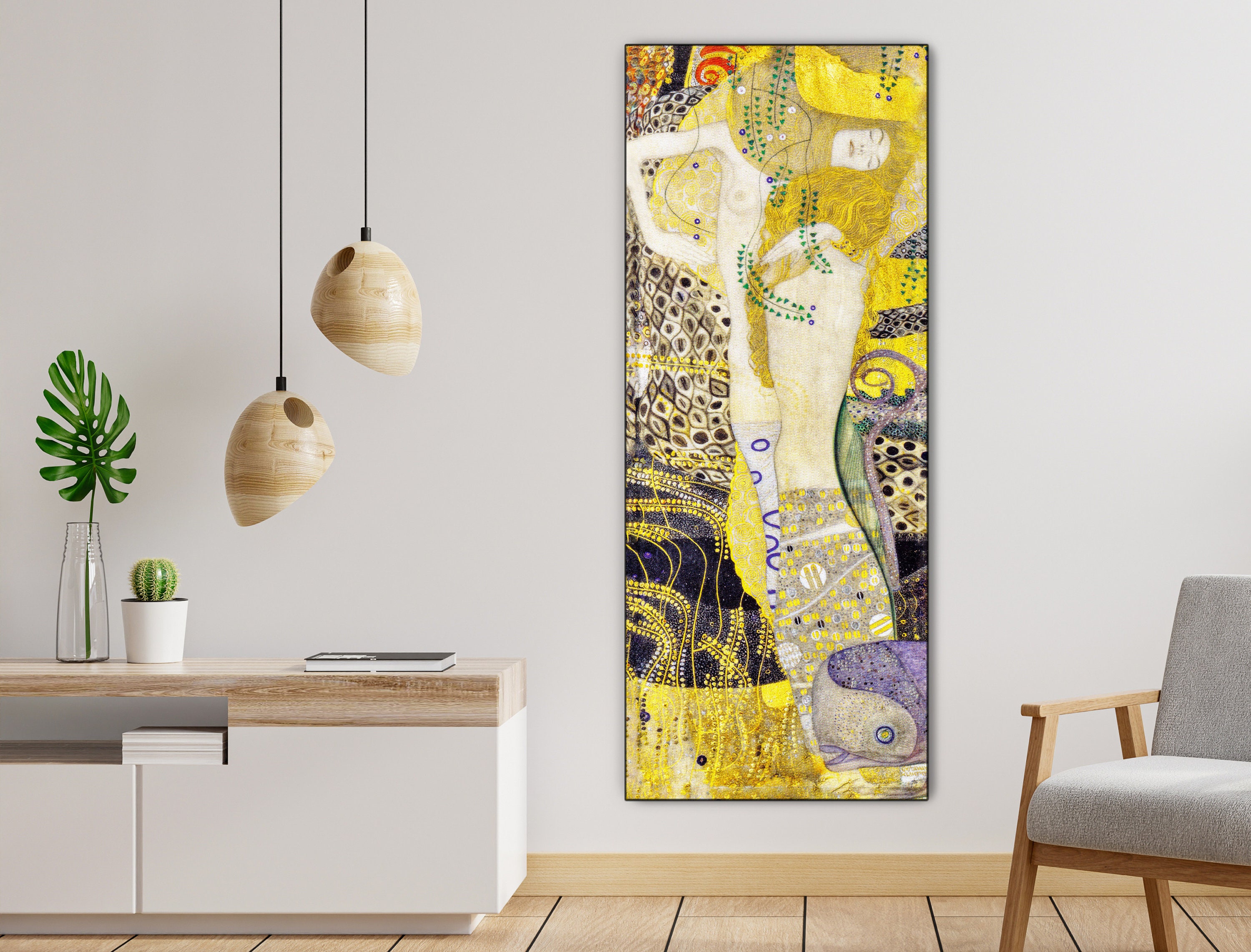 Gustav Klimt's Watersnakes Famous Paintings on Canvas Home Decor Art