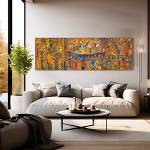 Gustav Klimt Style painting - the Village - printed on canvas ( panoramic version ) wall art canvas art print READY TO HANG