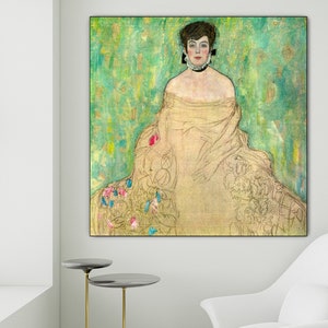 Gustav Klimt famous painting Amalie Zuckerkandl on Canvas Quality Print - Ready to hang - Office Wall Art - Living Room Decor