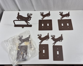 Rustic Jumping Deer switch plate covers set of 6