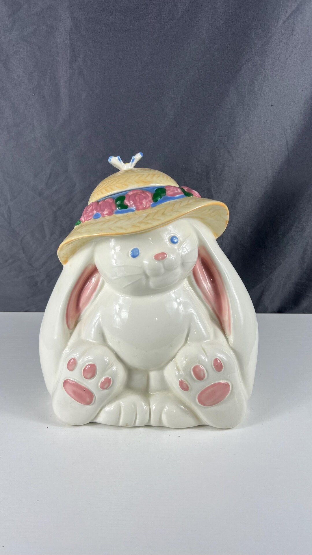 Vintage Treasure Craft Bunny in a Straw Hat Cookie Jar - Etsy