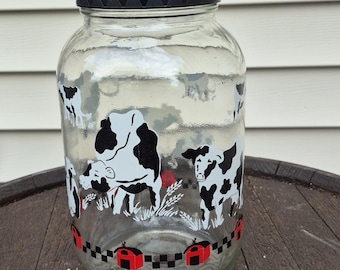 VTG 1990’s Super Sun Tea Jar With Dairy Cows Golden Harvest Cocktail Dispenser