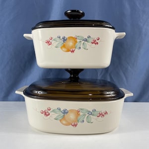 Corning ware Set Of 2 abundance fruit Casserole Baking Dish with lids