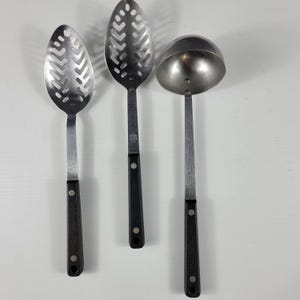 Vintage Set of 3 Ekco Flint Kitchen Utensils Black Handles