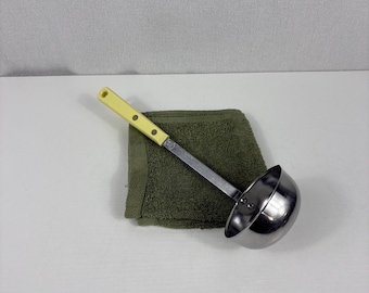 Vintage 70s EKCO forge Stainless Steel Yellow Handle Ladle Made In USA
