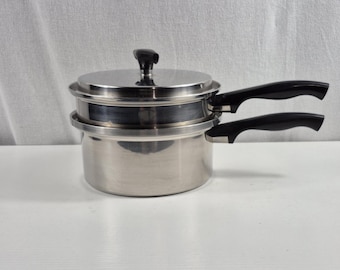 KITCHEN CRAFT 3 Qt. Double Boiler Saucepan & Lid 3-Ply Special Alloy Stainless
