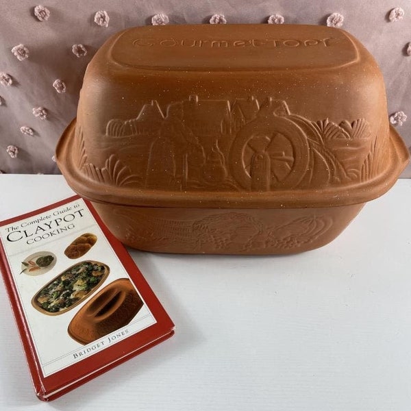 Vtg GOURMET-TOPF Terra Cotta Clay Roaster Pot Cooker USA 1979