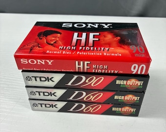 Lot Of 5 Sony/TDK Blank Audio Cassette Tapes New Sealed 90 Minutes
