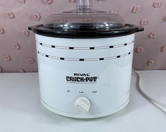 Vintage mcm rival crock pot black and white model 3120 , 2 1/2 qt TESTED