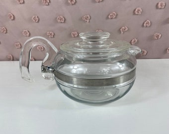 Vintage PYREX Flameware Glass Tea Pot 8336 6 Cup Made in USA