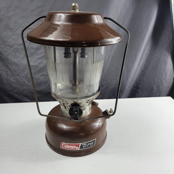 Vintage Brown Coleman 275 Lantern Complete With Picket Fence Globe
