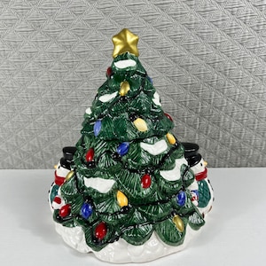 vintage Christmas tree cookie jar w/box