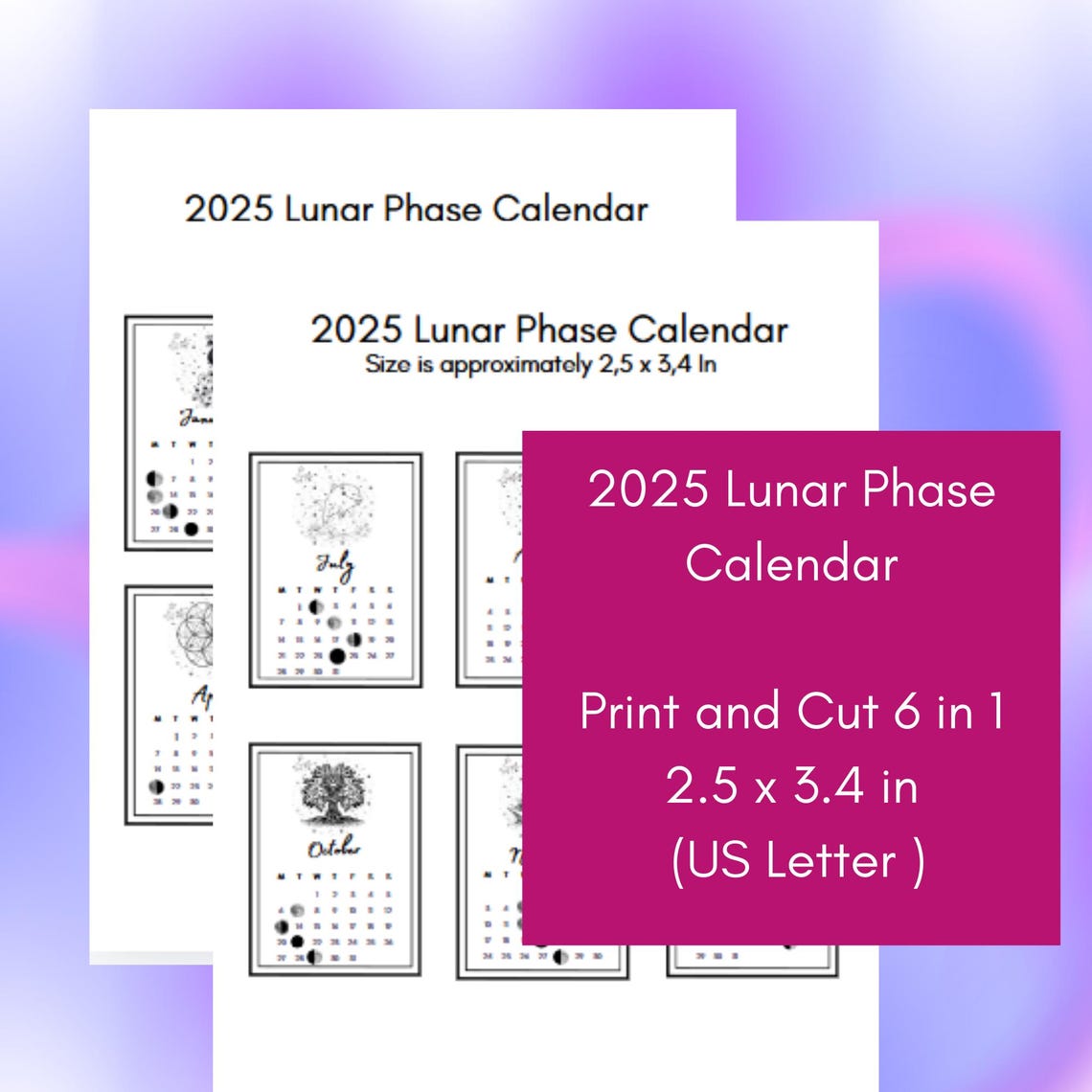2025 Lunar Calendar, Moon Calendar 2025 Printable Lunar Calendar